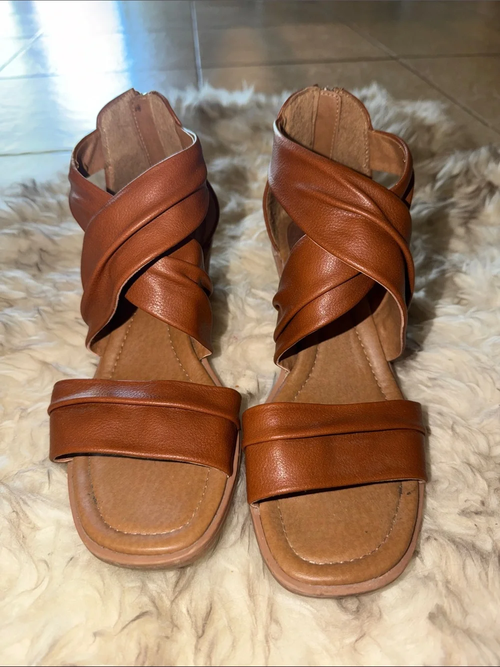 Eurosoft by Sofft Women's Ginnifer low wedge soft slip in dressy brown Sandals 9